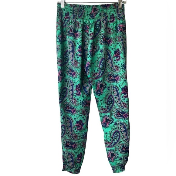 Aerie Lounge Pajama Pants Small Satin Boho Elastic Waist Printed Colorful Hippie - Picture 6 of 9